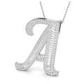Large Baguette Pendant - White Gold