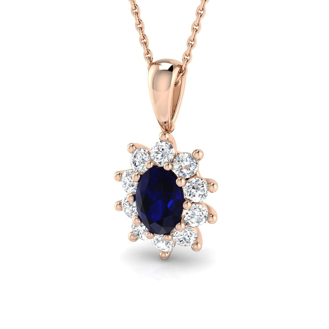 Blue Sapphire Diamond Ring 1.35ct–1.9ct – BJP0077~BS – 18k Rose Gold