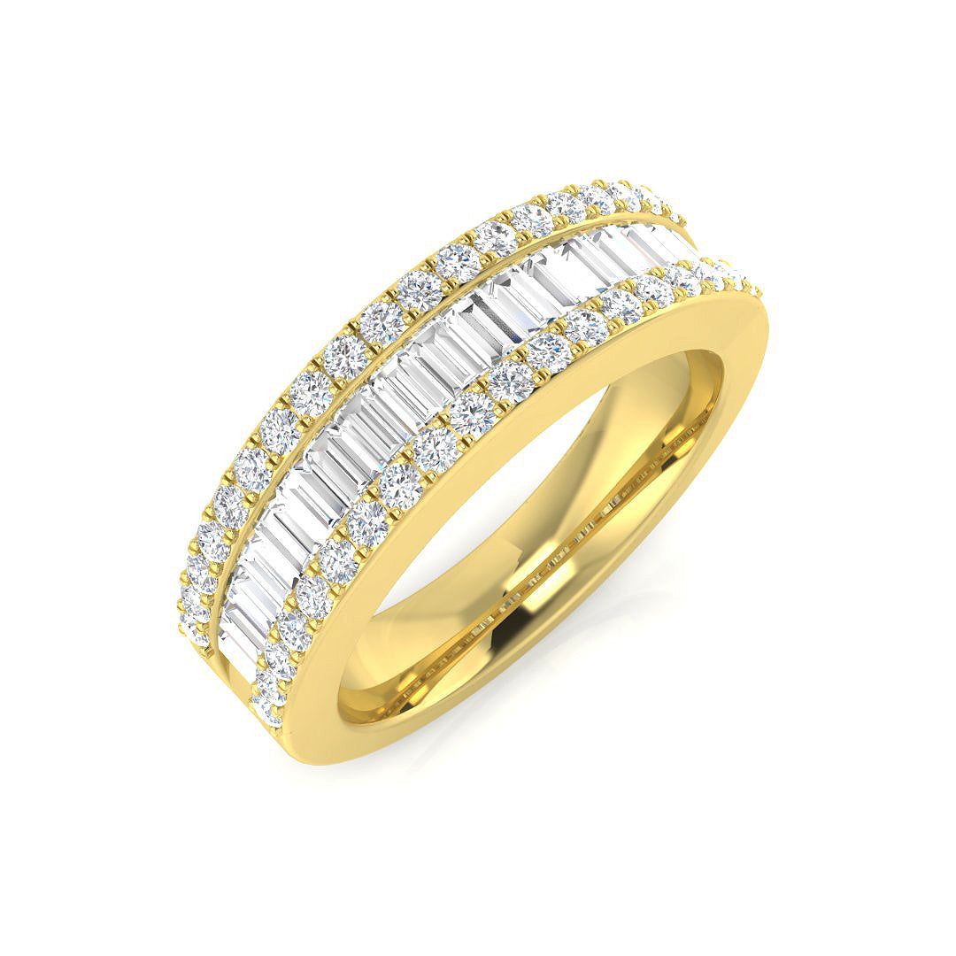 Baguette & Brilliant Diamond Ring 0.87ct–1.0ct – BJR0064 – 18k Yellow Gold