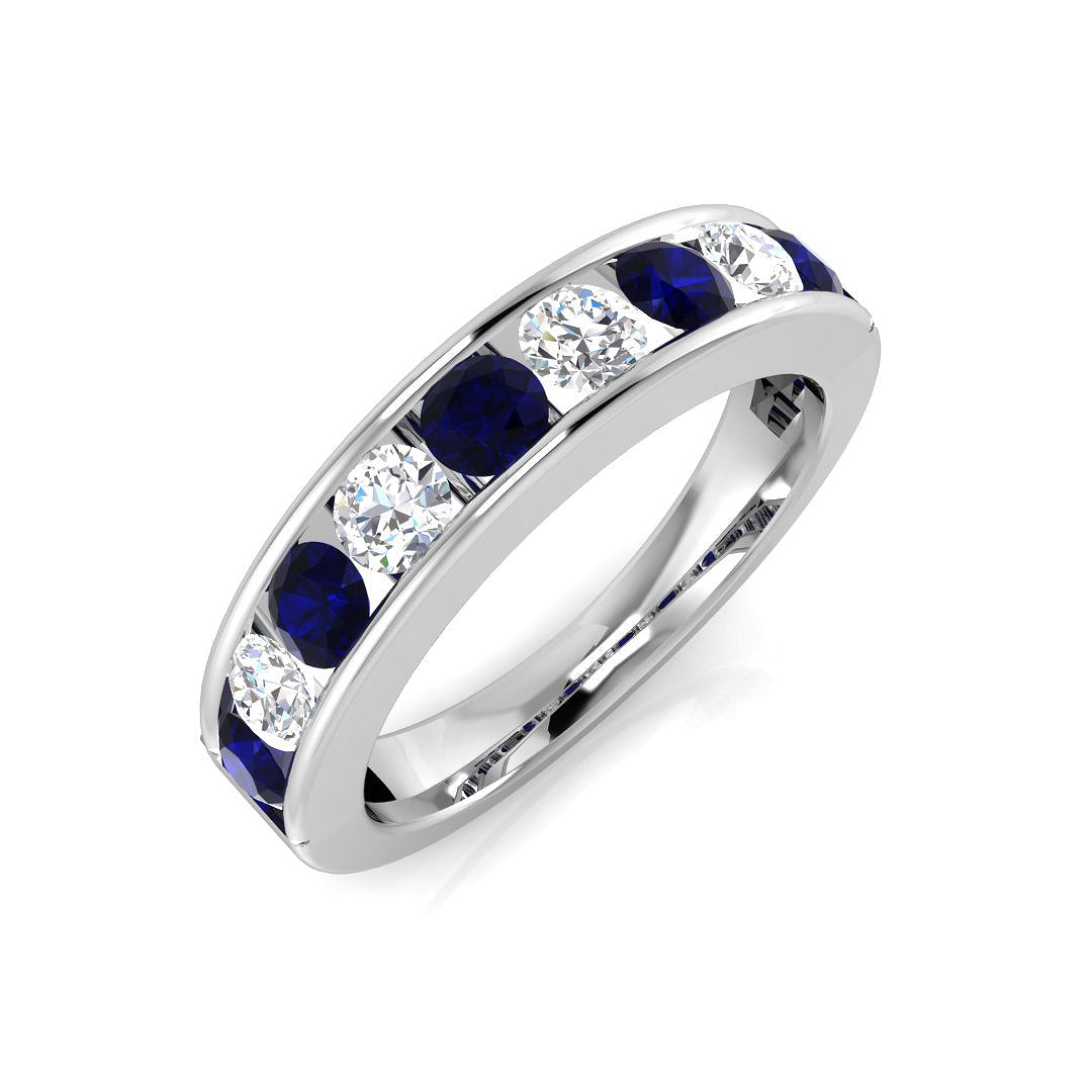 Blue Sapphire Diamond Ring 0.87ct – BJR0133~BS – 18k White Gold