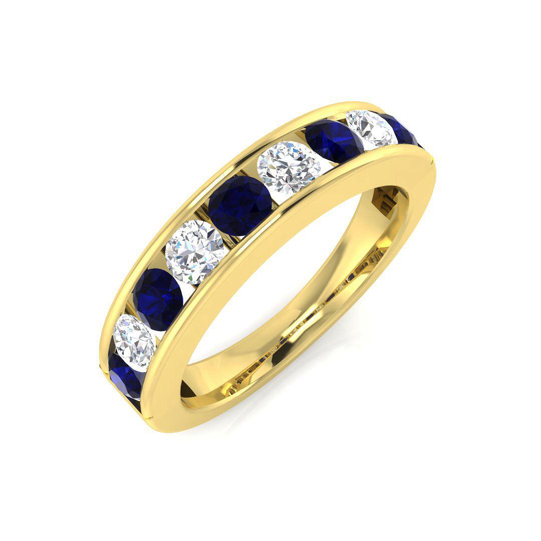 Blue Sapphire Diamond Ring 0.87ct – BJR0133~BS – 18k Yellow Gold
