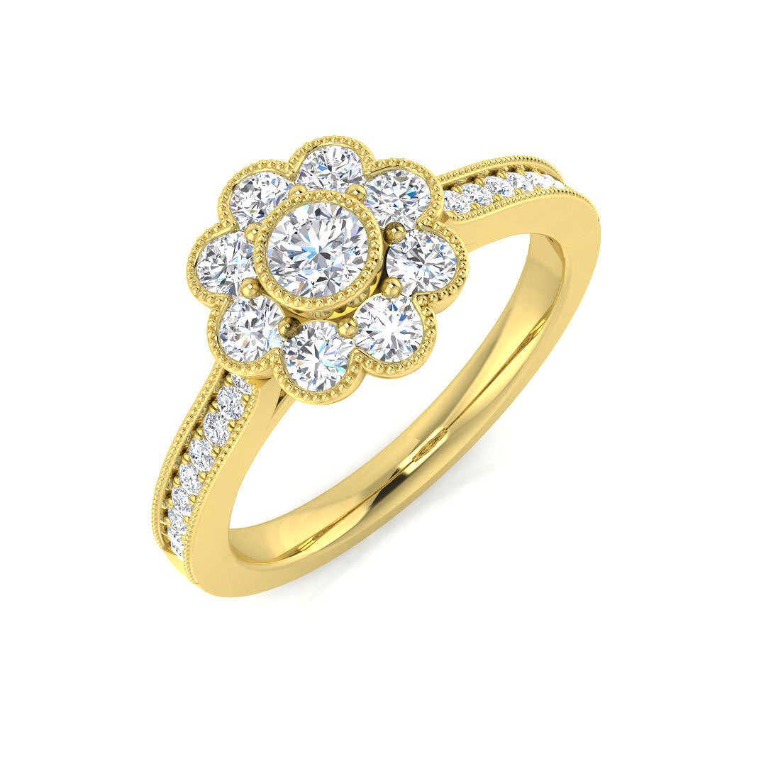 Cluster Diamond Ring 0.71ct–0.78ct – BJR0398 – 18k Yellow Gold