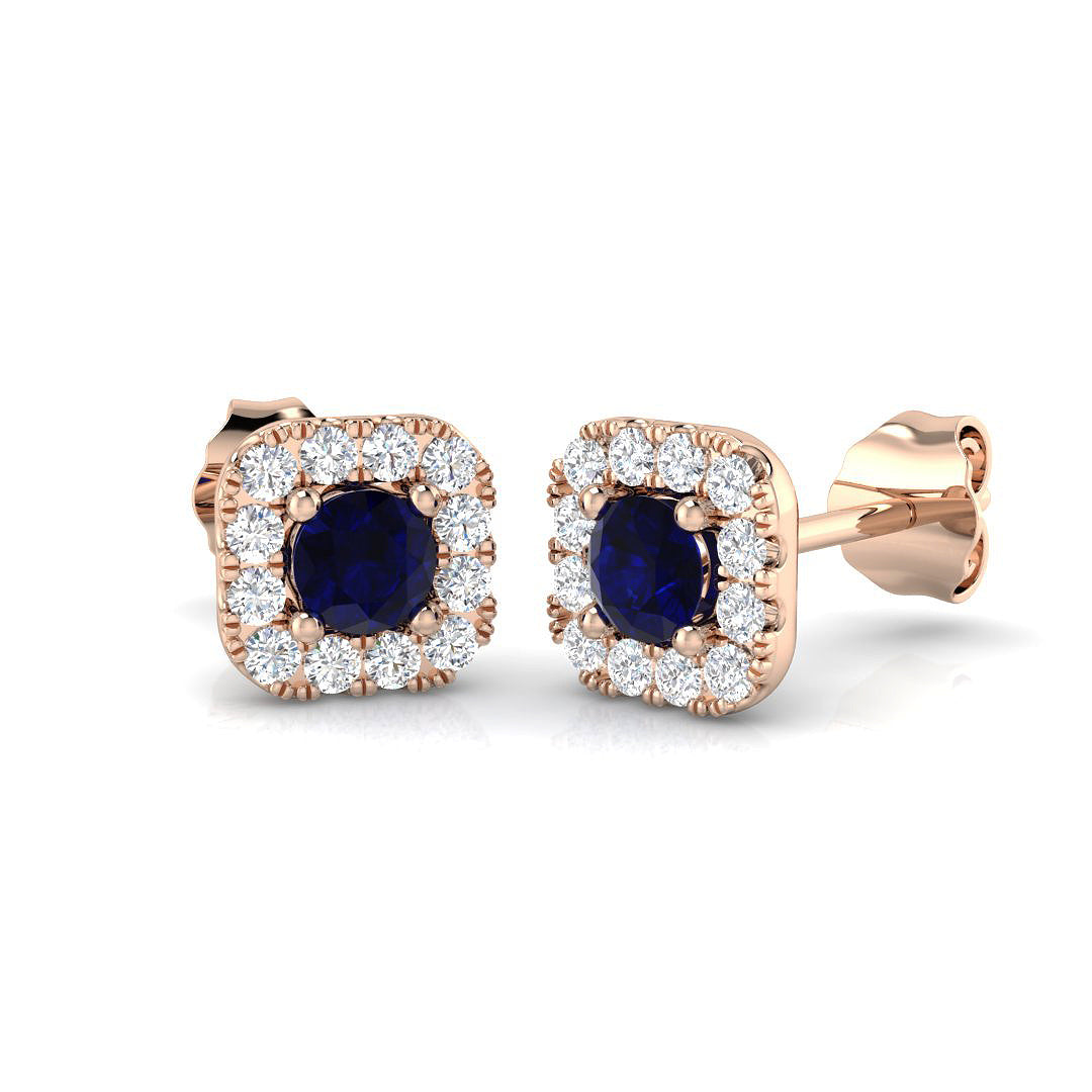 Blue Sapphire Diamond Ring 0.56ct – DNE0407~BS – 18k Rose Gold