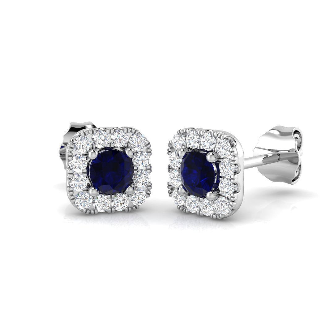 Blue Sapphire Diamond Ring 0.56ct – DNE0407~BS – 18k White Gold