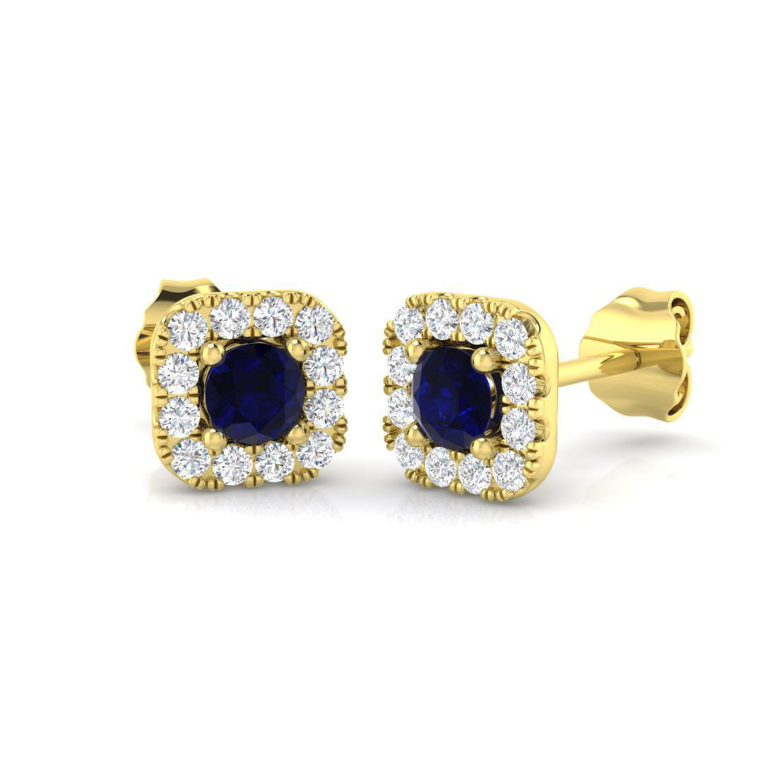 Blue Sapphire Diamond Ring 0.56ct – DNE0407~BS – 18k Yellow Gold