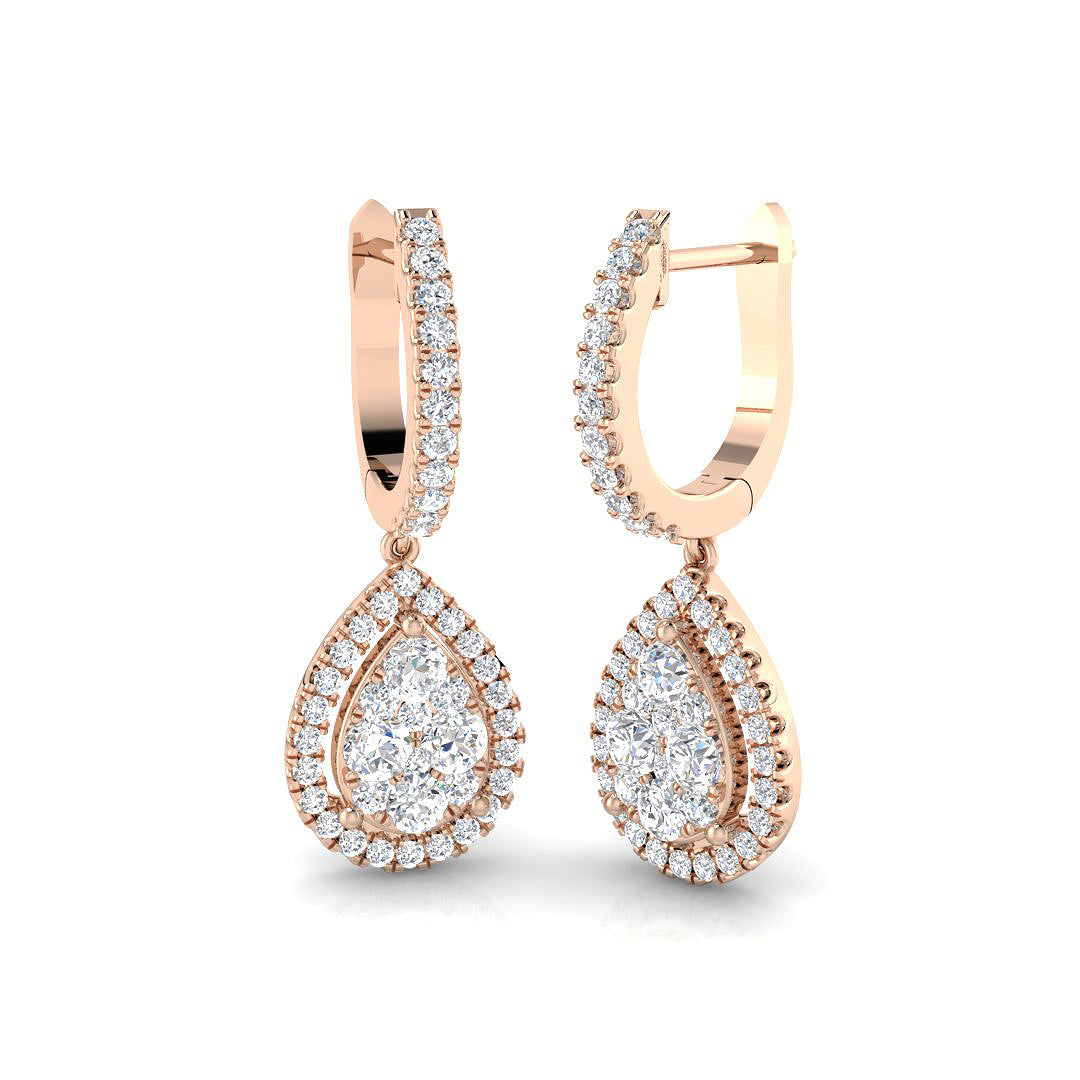 Drop & Trilogy Diamond Ring 0.97ct – DNE0596 – 18k Rose Gold