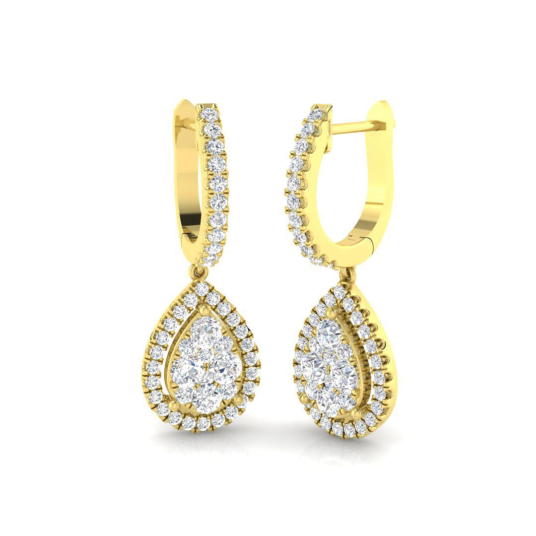Drop & Trilogy Diamond Ring 0.97ct – DNE0596 – 18k Yellow Gold