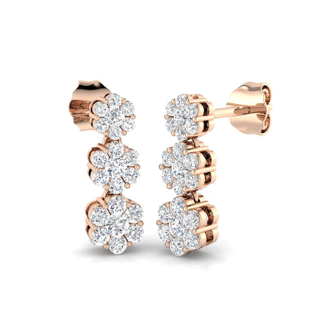 Drop & Trilogy Diamond Ring 0.68ct – DNE078 – 18k Rose Gold