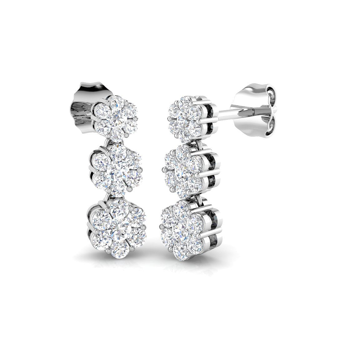 Drop & Trilogy Diamond Ring 0.68ct – DNE078 – 18k White Gold