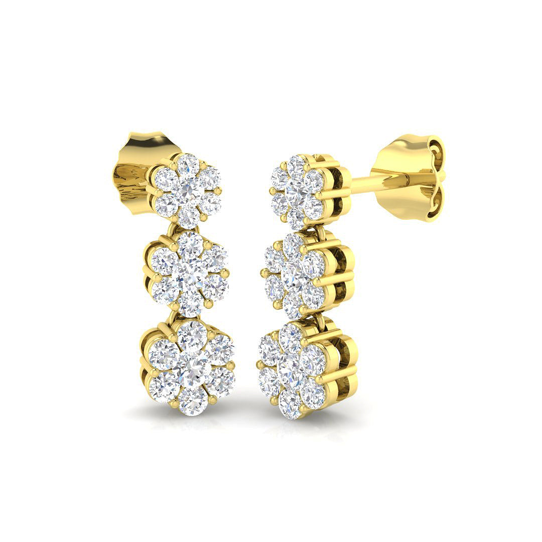 Drop & Trilogy Diamond Ring 0.68ct – DNE078 – 18k Yellow Gold