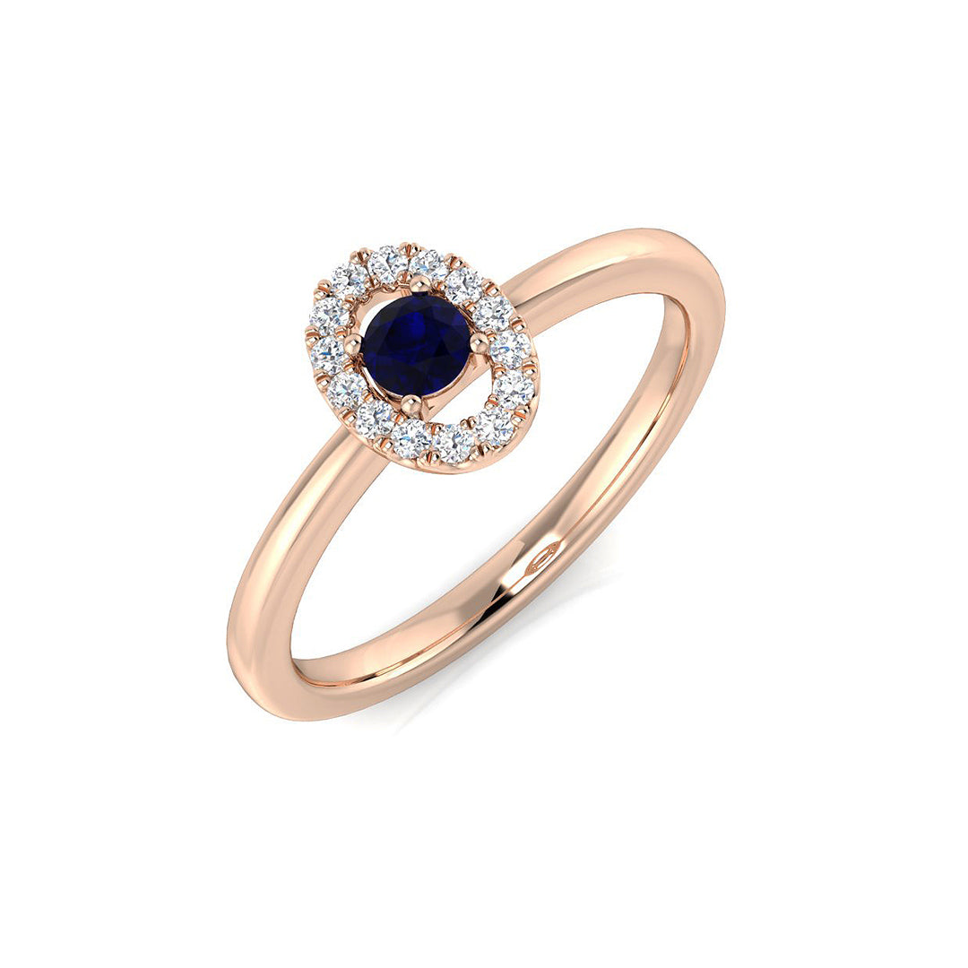 Blue Sapphire Diamond Ring 0.2ct – DNR0782~BS – 18k Rose Gold