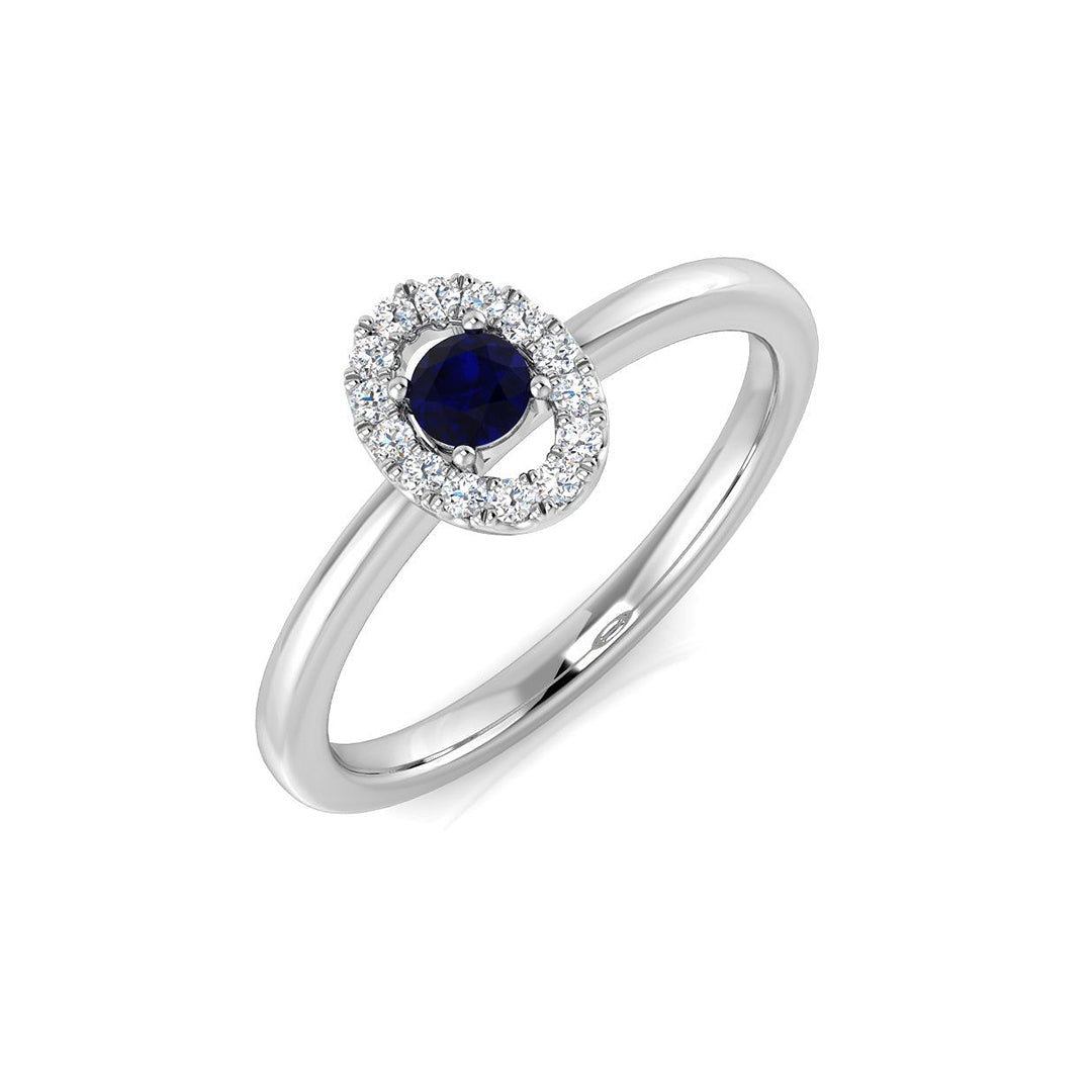 Blue Sapphire Diamond Ring 0.2ct – DNR0782~BS – 18k White Gold