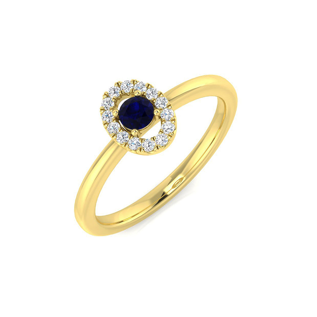 Blue Sapphire Diamond Ring 0.2ct – DNR0782~BS – 18k Yellow Gold