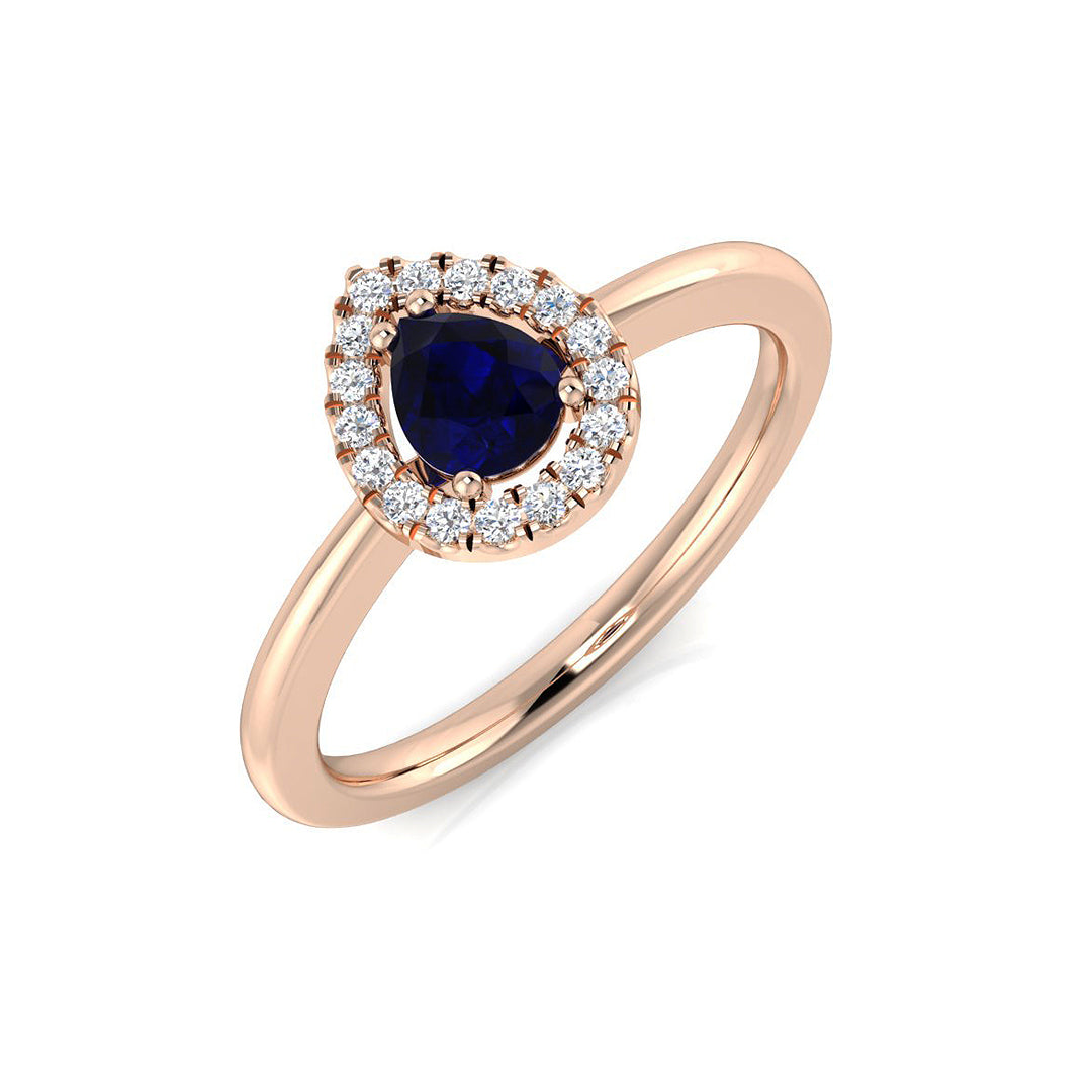 Blue Sapphire Diamond Ring 0.55ct – DNR1035~BS – 18k Rose Gold