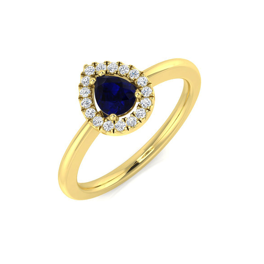 Blue Sapphire Diamond Ring 0.55ct – DNR1035~BS – 18k Yellow Gold