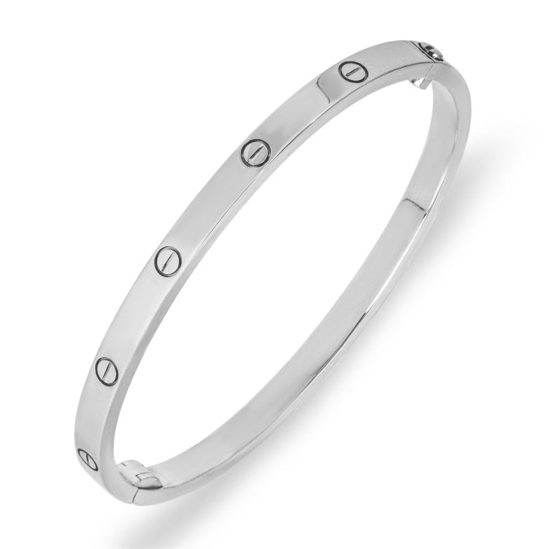 Small Bolt Bangle - White Gold