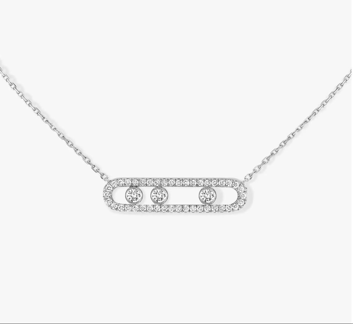 Halo Clasp Necklace - White Gold