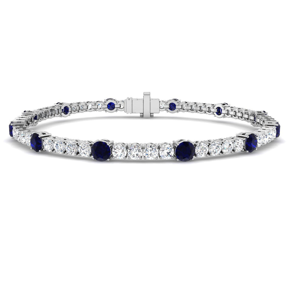 Blue Sapphire Diamond Ring 6.74ct – SB2525~BS – 18k White Gold