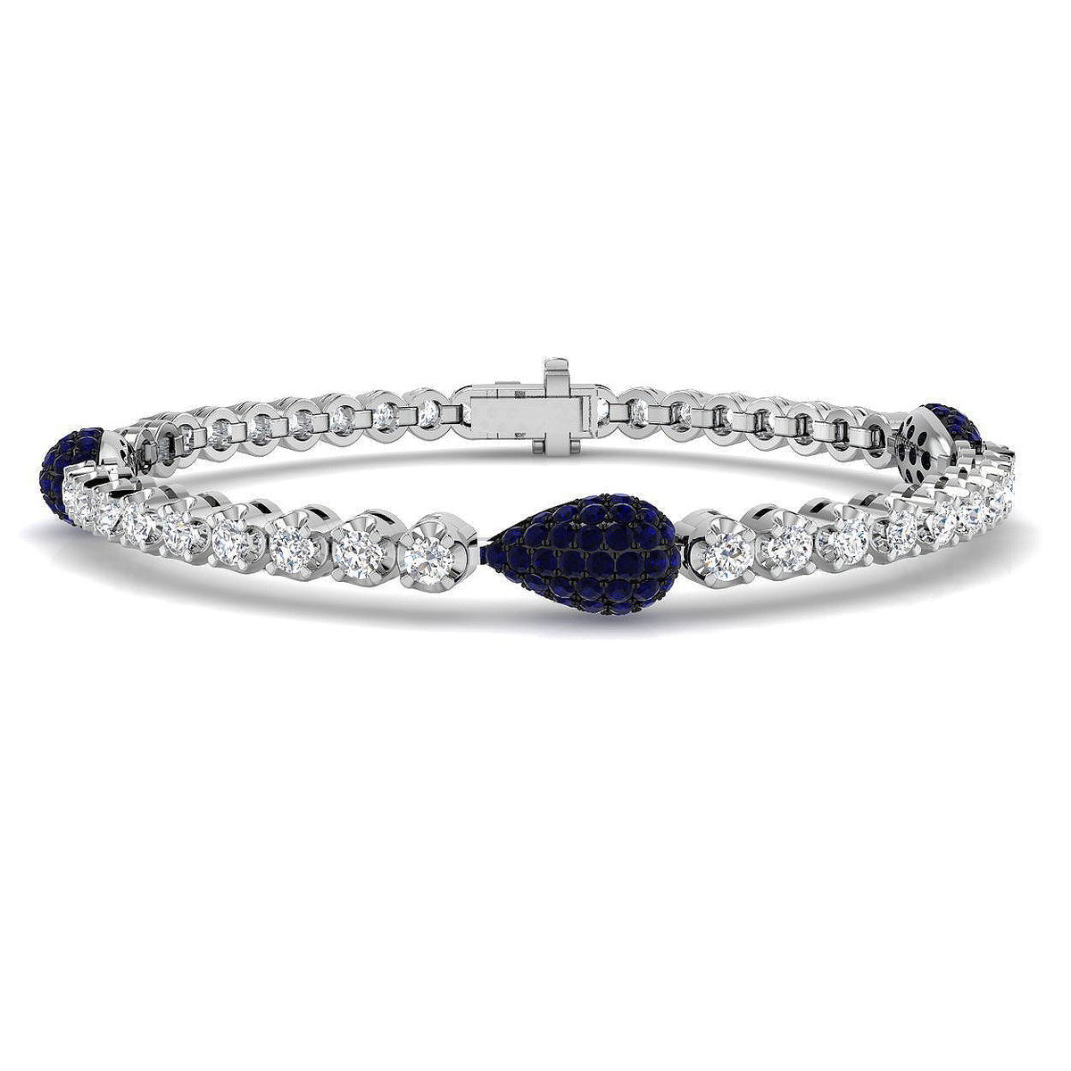 Blue Sapphire Diamond Ring 4.16ct – SB2808~BS – 18k White Gold