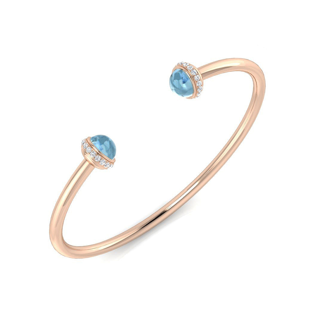 Gemstone Torque Diamond Ring 3.22ct – SBK1087~AQ – 18k Rose Gold