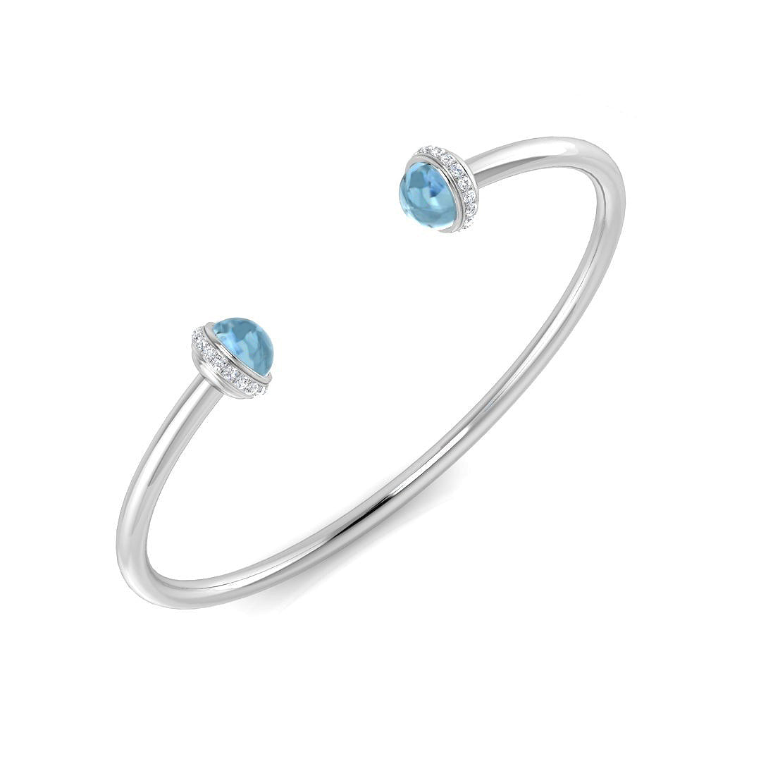 Gemstone Torque Diamond Ring 3.22ct – SBK1087~AQ – 18k White Gold