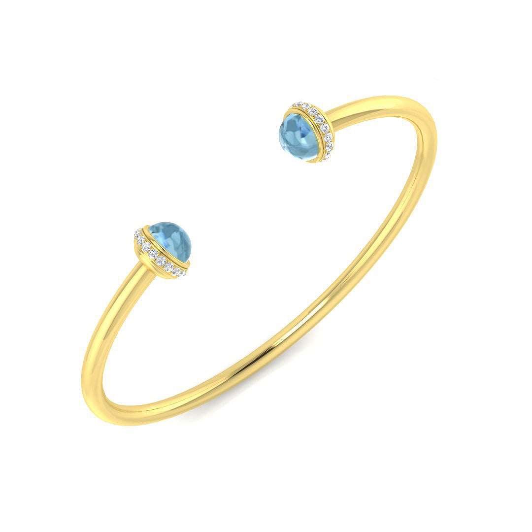 Gemstone Torque Diamond Ring 3.22ct – SBK1087~AQ – 18k Yellow Gold