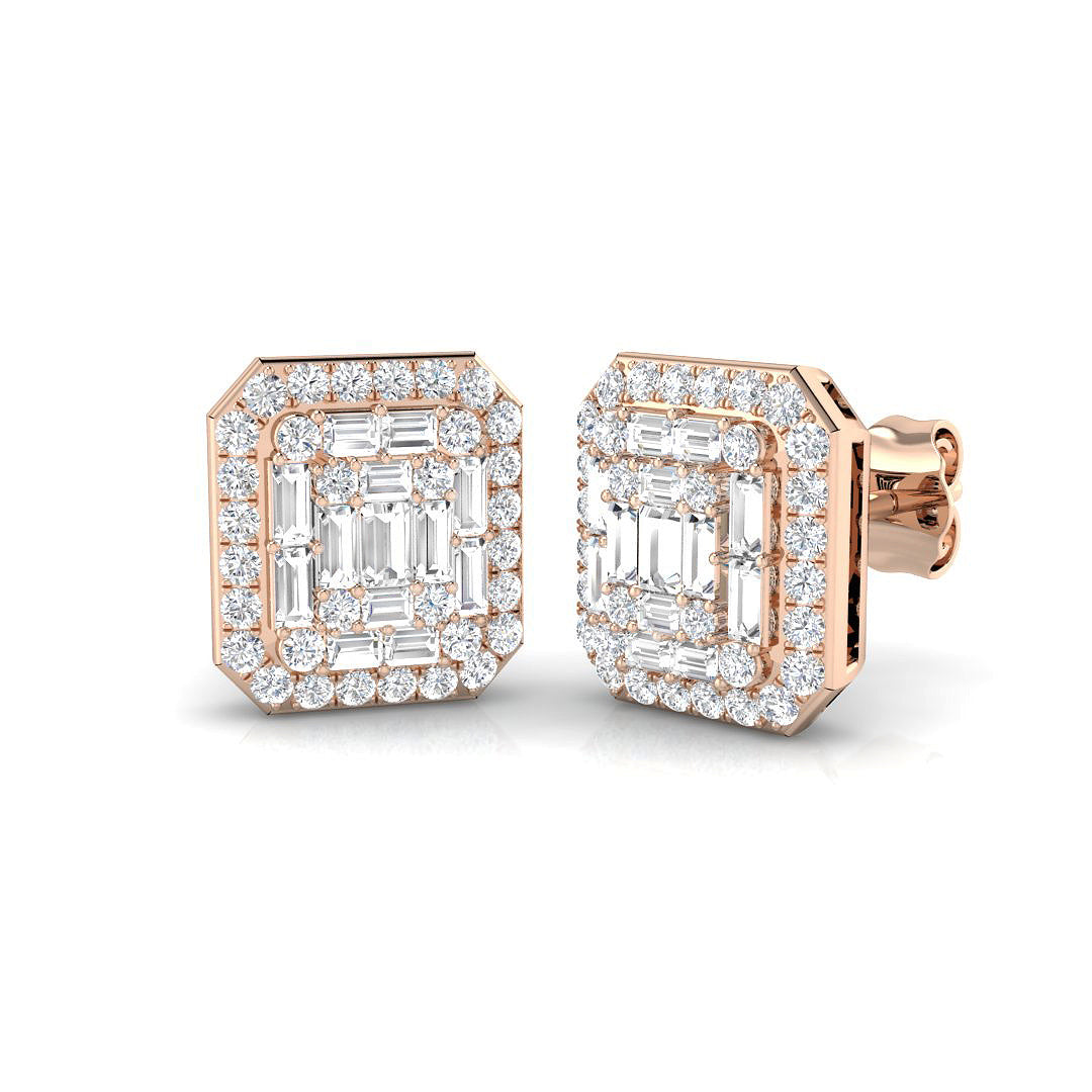 Baguette & Brilliant Diamond Ring 0.79ct – SE5468 – 18k Rose Gold