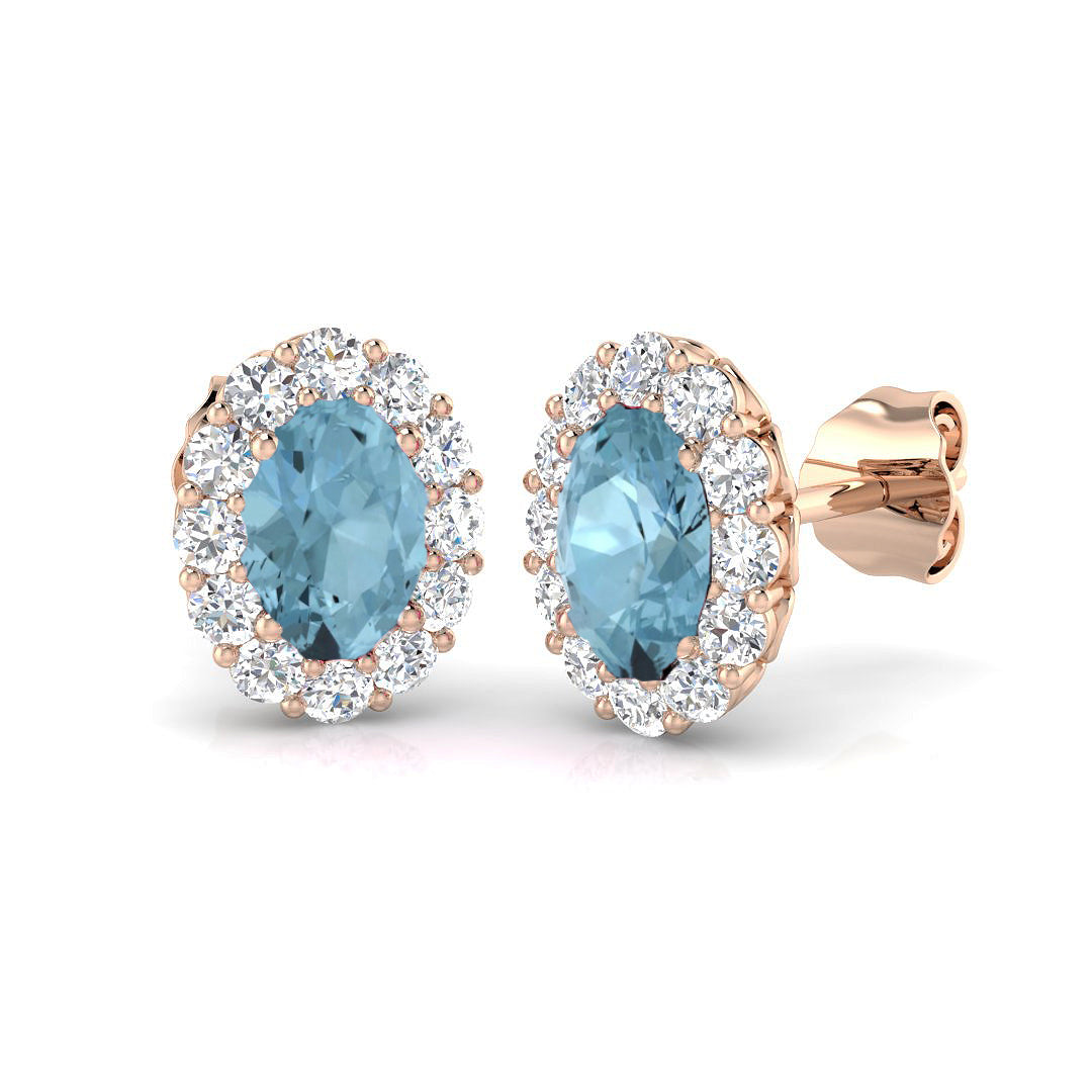 Aquamarine Diamond Ring 1.35ct – SE4189~AQ – 18k Rose Gold