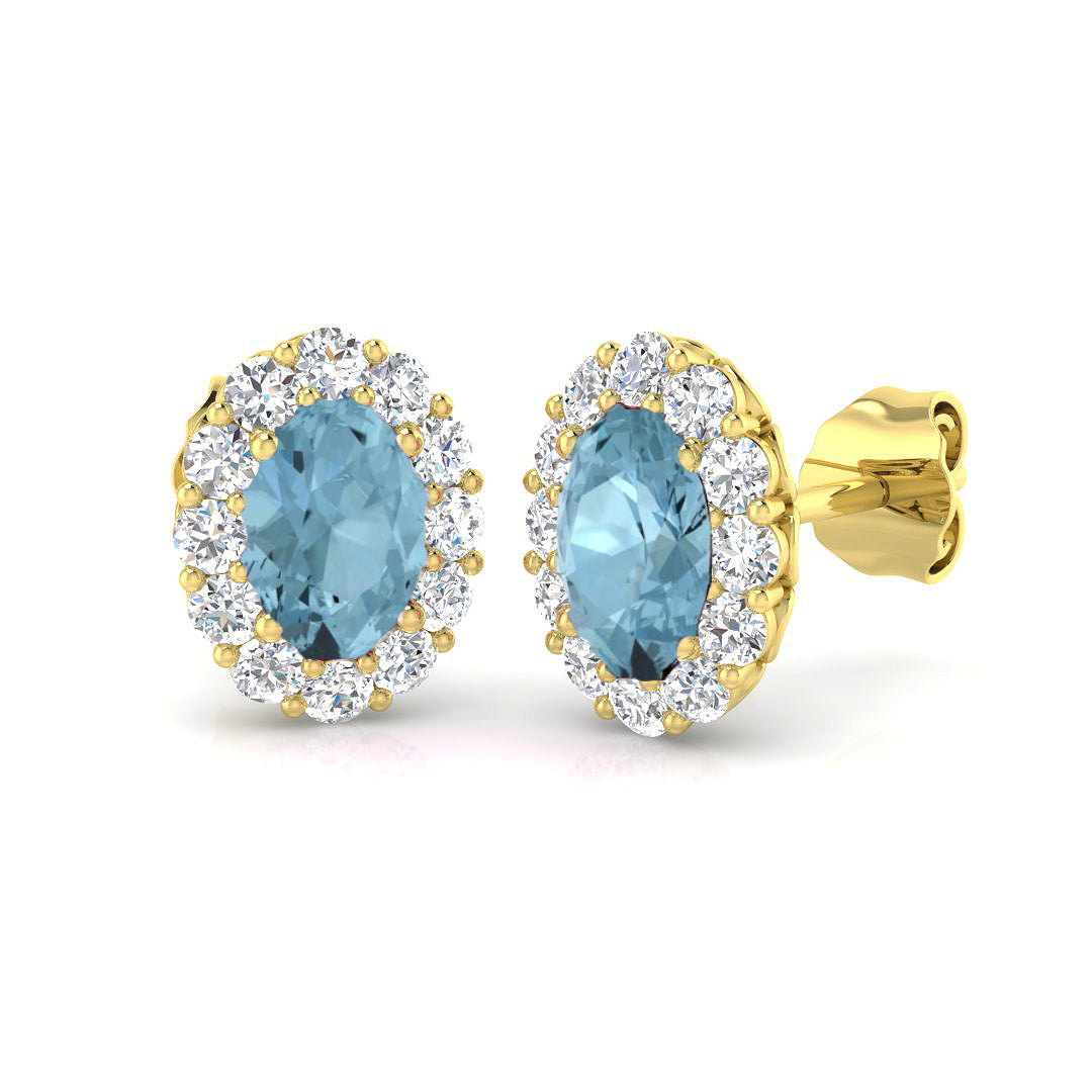 Aquamarine Diamond Ring 1.35ct – SE4189~AQ – 18k Yellow Gold