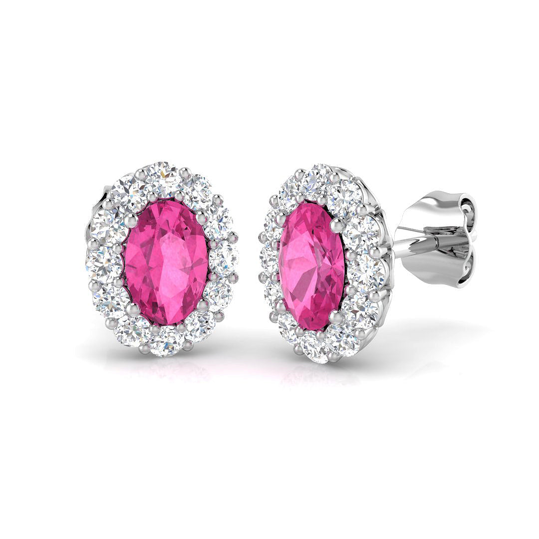 Pink Sapphire Diamond Ring 1.5ct–1.7ct – SE4189~PS – 18k White Gold