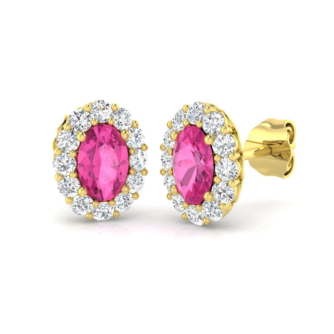 Pink Sapphire Diamond Ring 1.5ct–1.7ct – SE4189~PS – 18k Yellow Gold
