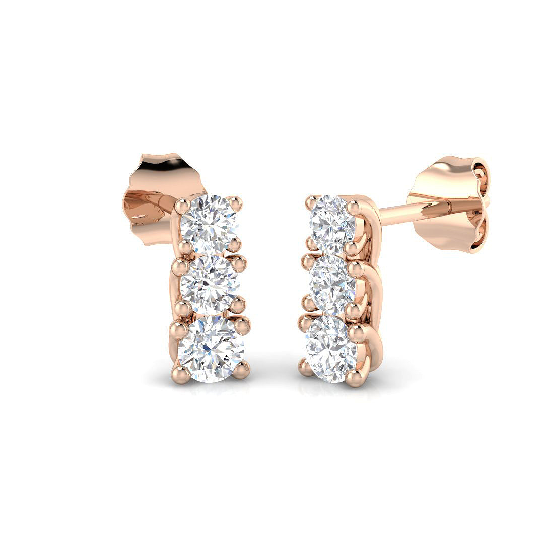 Drop & Trilogy Diamond Ring 0.6ct–1.05ct – SE4619 – 18k Rose Gold