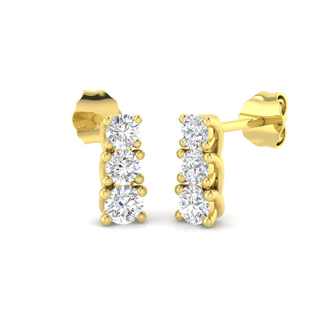 Drop & Trilogy Diamond Ring 0.6ct–1.05ct – SE4619 – 18k Yellow Gold