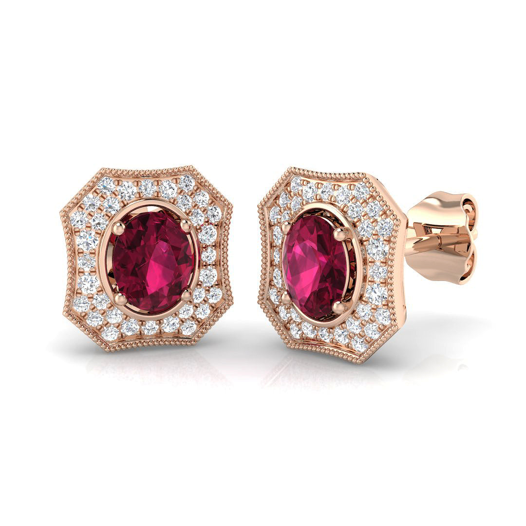 Pink Sapphire Diamond Ring 1.05ct – SE4810~PS – 18k Rose Gold