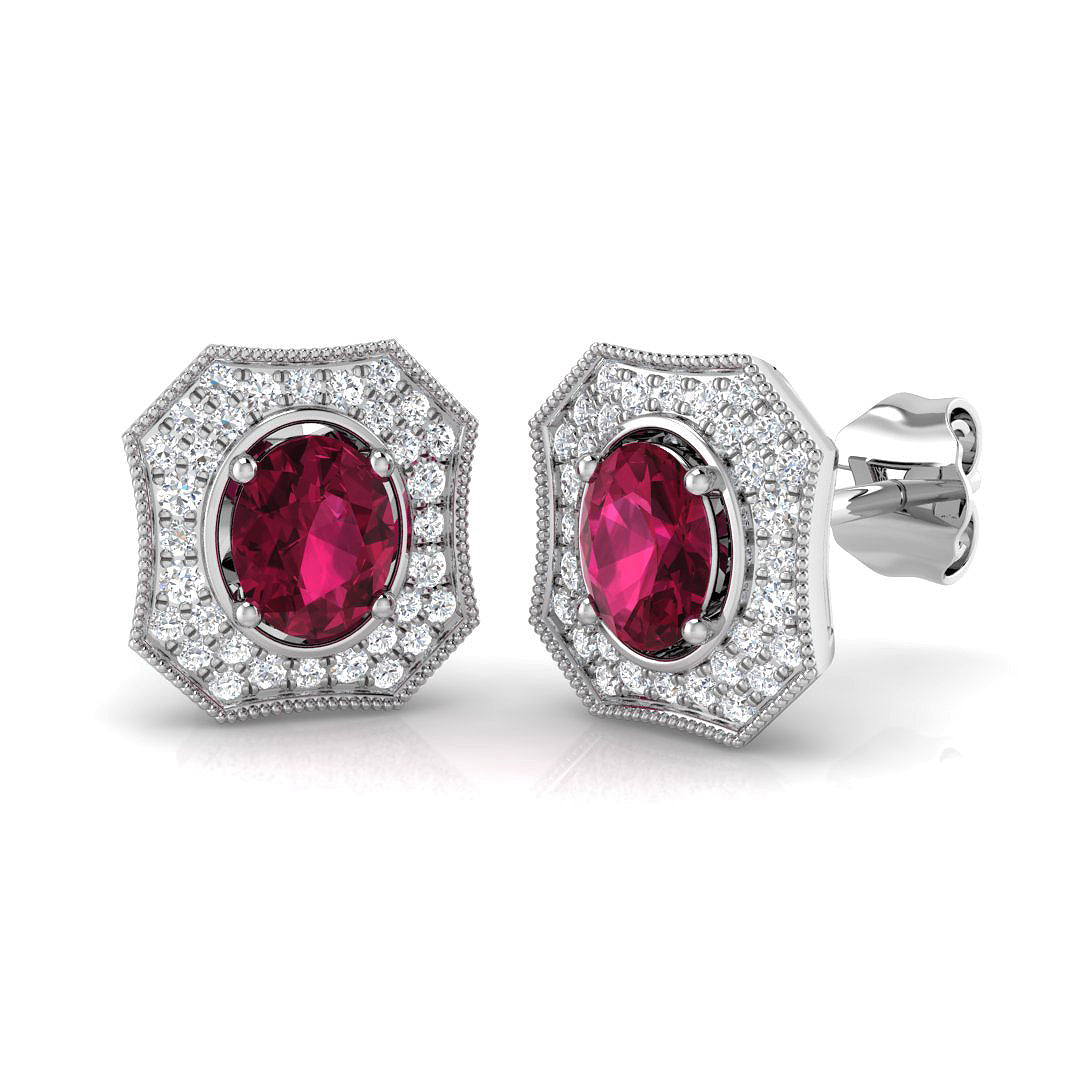 Pink Sapphire Diamond Ring 1.05ct – SE4810~PS – 18k White Gold