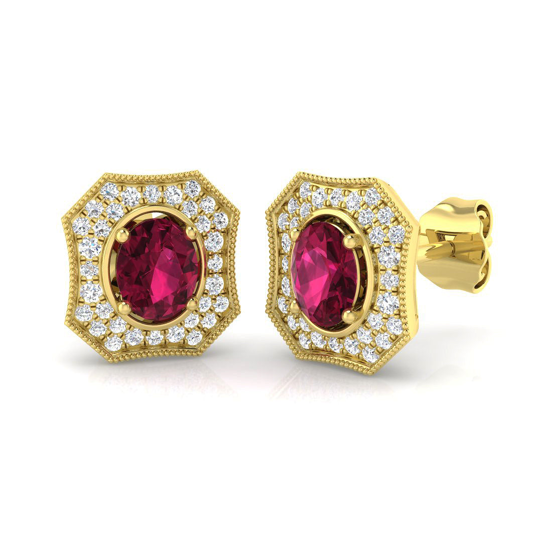 Pink Sapphire Diamond Ring 1.05ct – SE4810~PS – 18k Yellow Gold