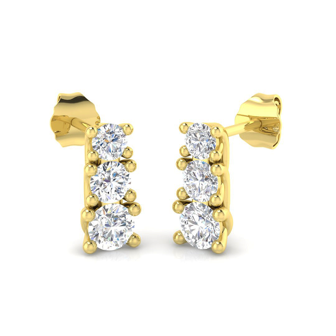 Drop & Trilogy Diamond Ring 0.6ct–1.05ct – SE4619 – 18k Yellow Gold