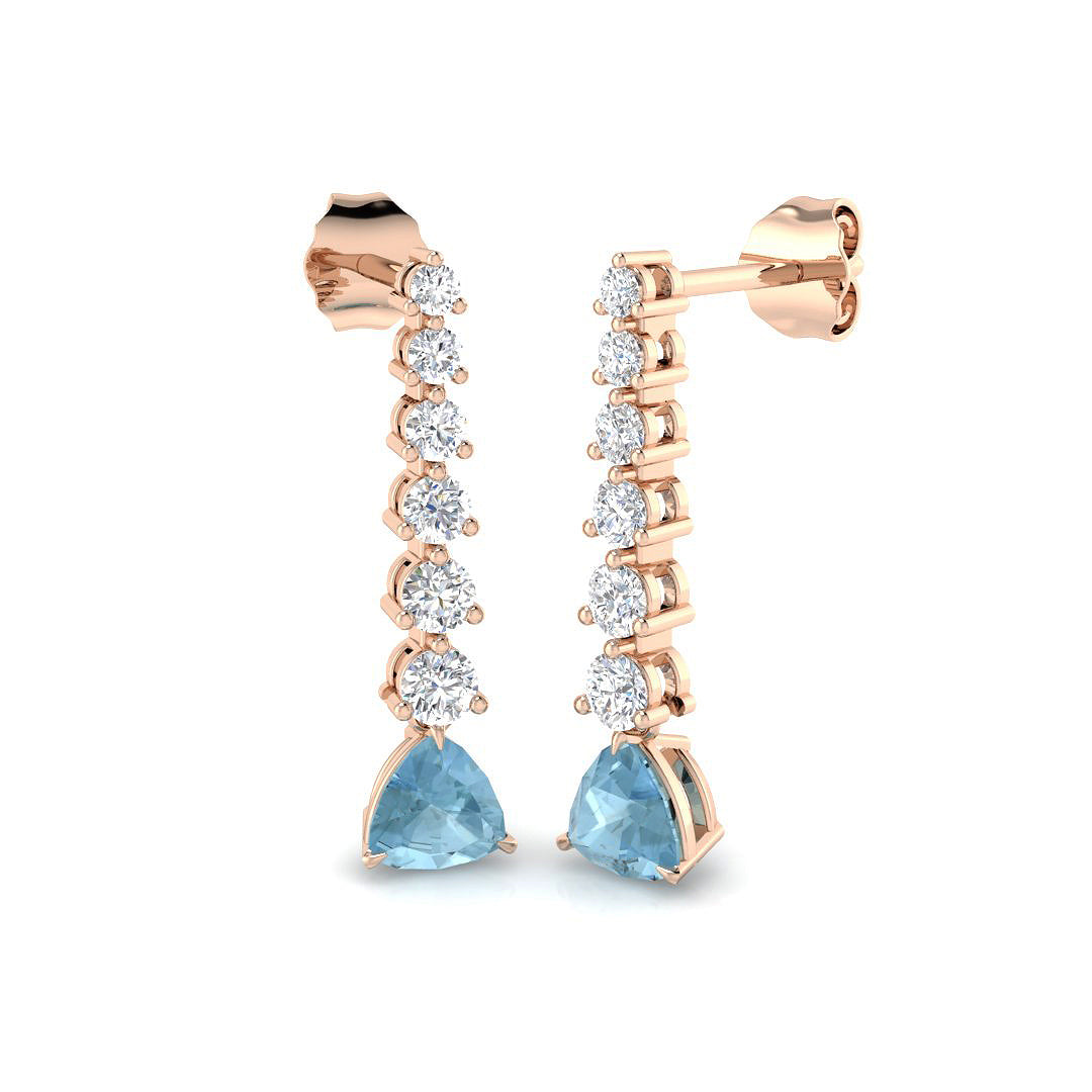 Aquamarine Diamond Ring 1.39ct – SE5940~AQ – 18k Rose Gold