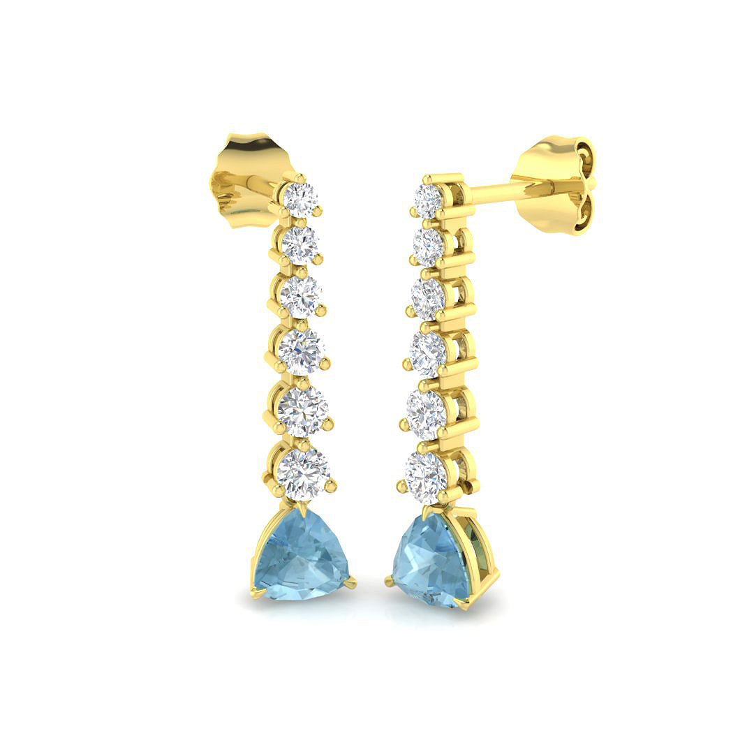 Aquamarine Diamond Ring 1.39ct – SE5940~AQ – 18k Yellow Gold