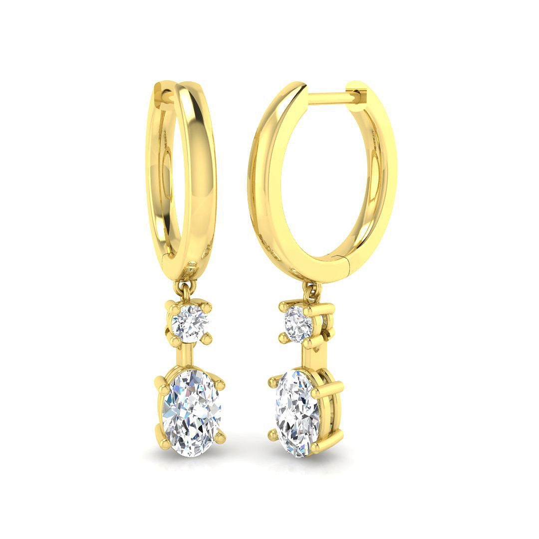 Drop & Trilogy Diamond Ring 0.72ct–1.08ct – SE6065 – 18k Yellow Gold