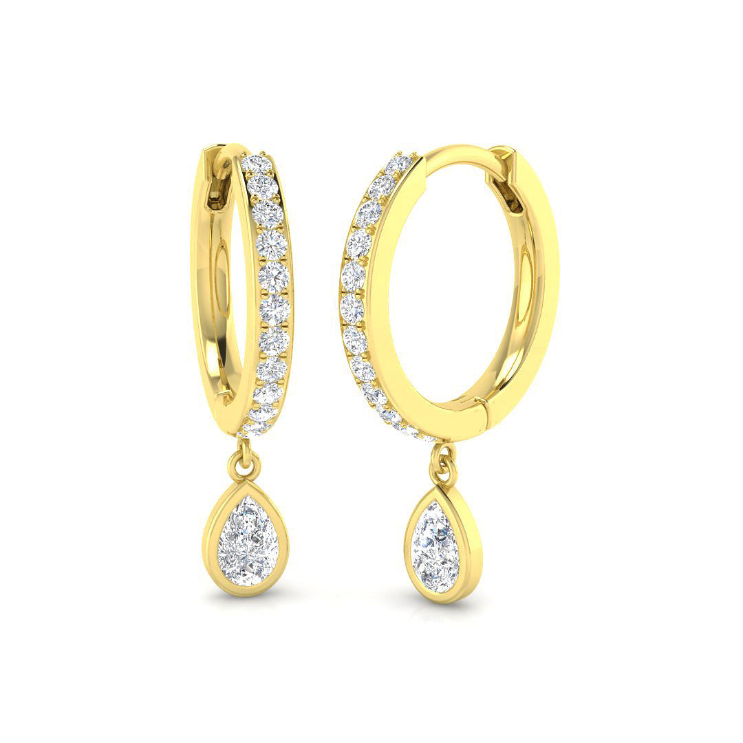 Drop & Trilogy Diamond Ring 0.5ct – SE6216 – 18k Yellow Gold