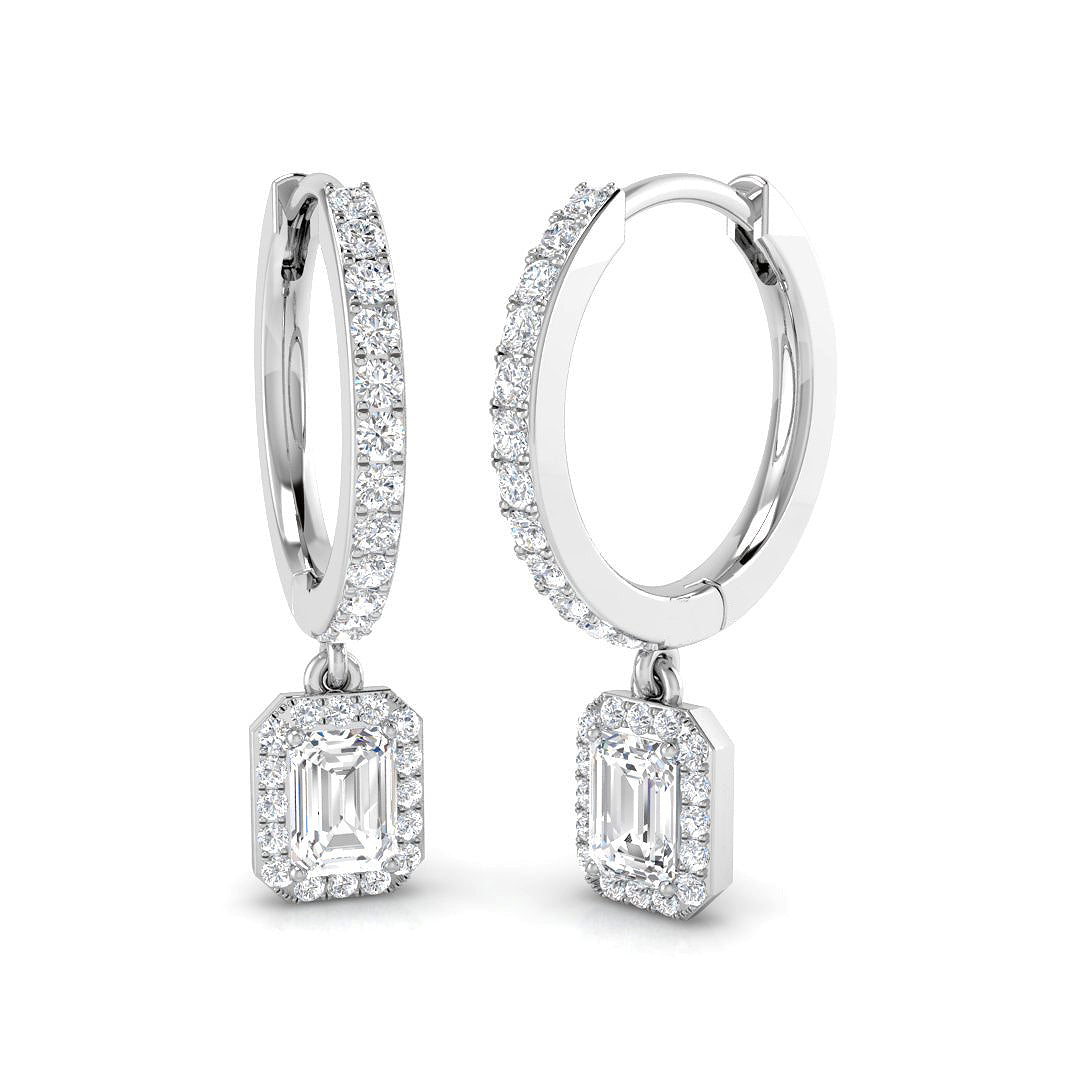 Drop & Trilogy Diamond Ring 0.57ct – SE6235 – 18k White Gold