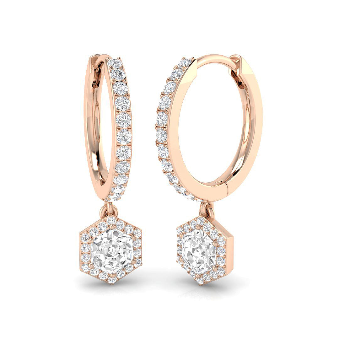 Drop & Trilogy Diamond Ring 0.63ct – SE6260 – 18k Rose Gold