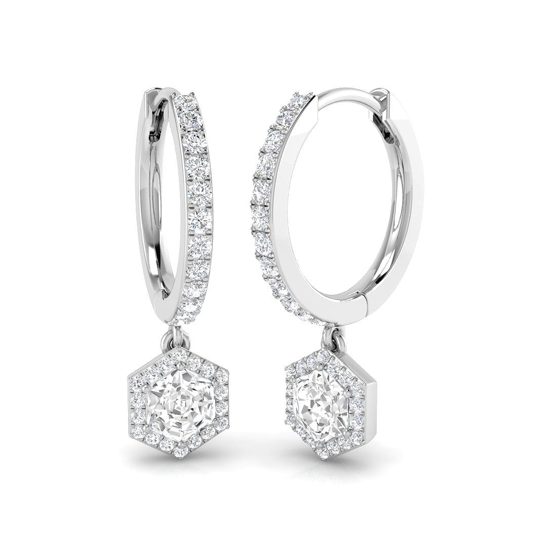 Drop & Trilogy Diamond Ring 0.63ct – SE6260 – 18k White Gold
