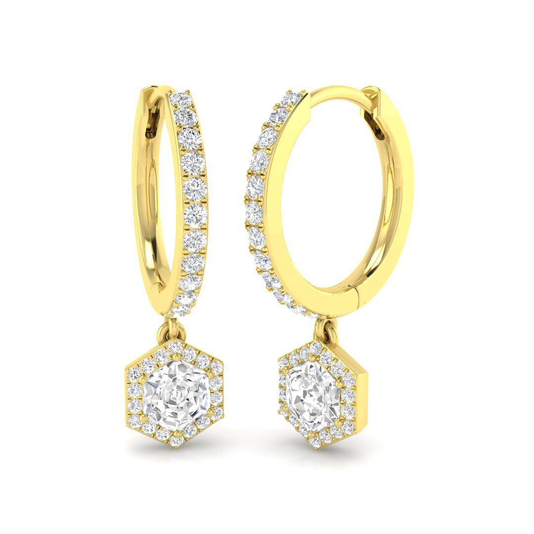 Drop & Trilogy Diamond Ring 0.63ct – SE6260 – 18k Yellow Gold
