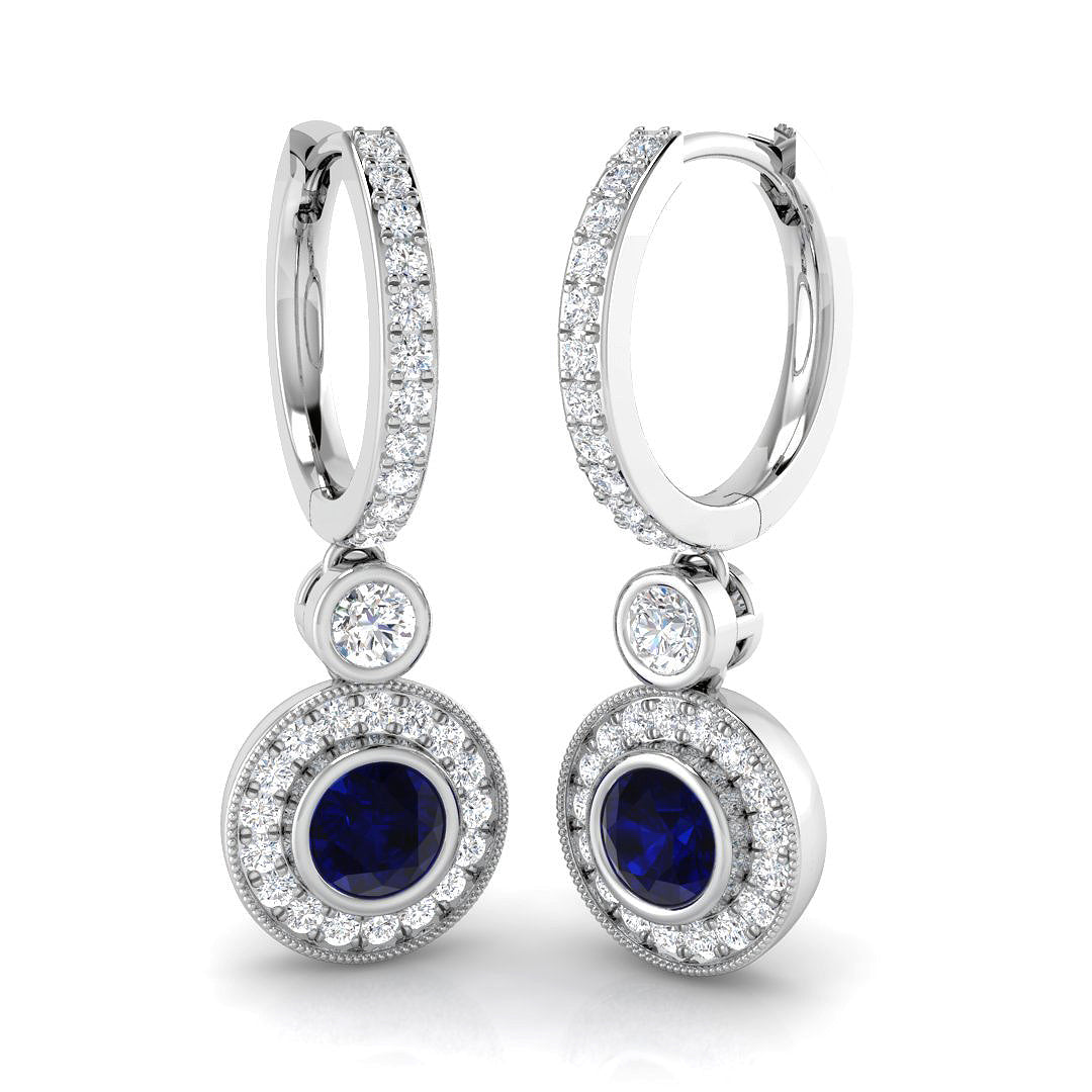 Blue Sapphire Diamond Ring 1.5ct – SE6427~BS – 18k White Gold