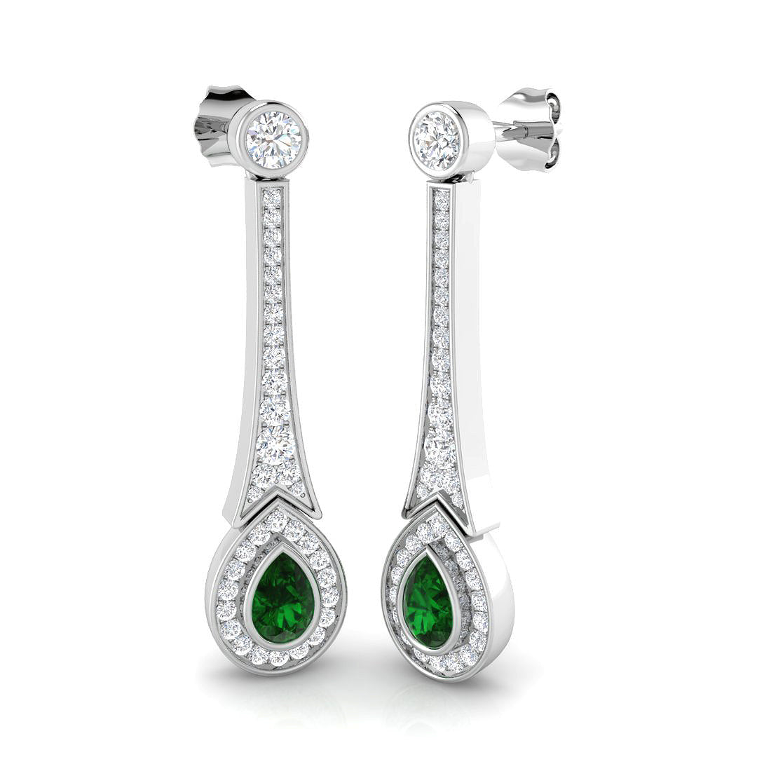Emerald Diamond Ring 1.47ct – SE6545~EM – 18k White Gold