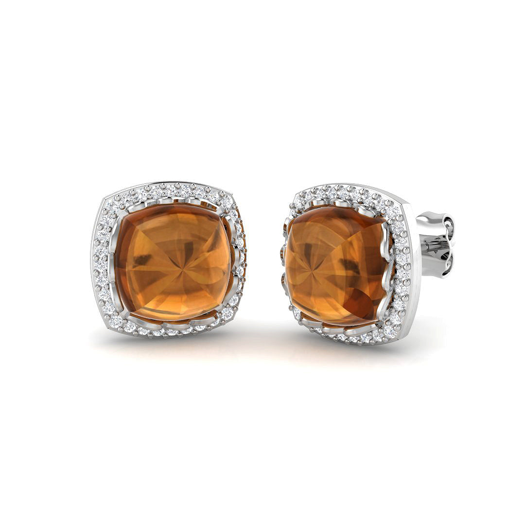 Citrine Diamond Ring 4.82ct – SE6737~CIT – 18k White Gold