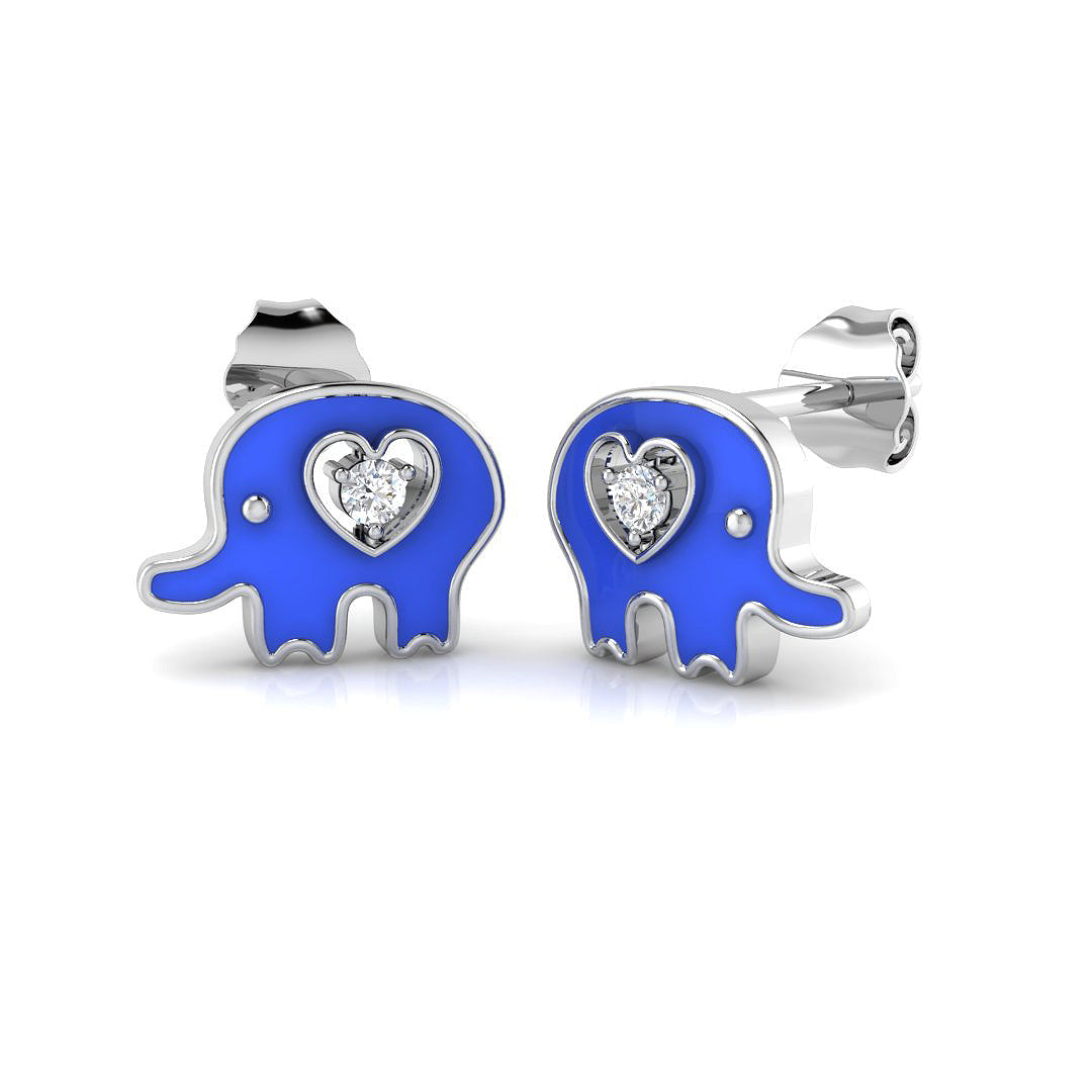 Kids Earrings Diamond Ring 0.19ct – SE6768~ENM – 18k White Gold