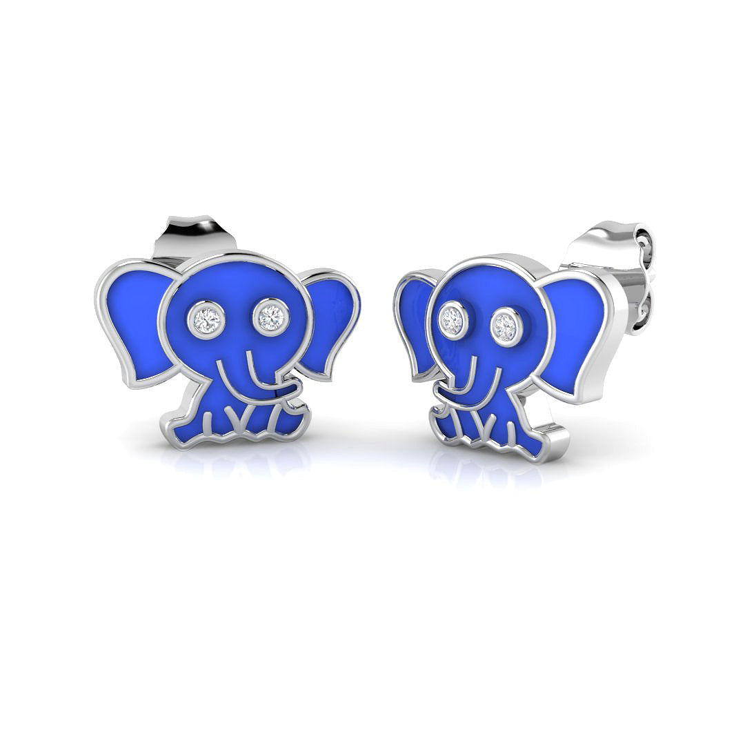 Kids Earrings Diamond Ring 0.2ct – SE6769~ENM – 18k White Gold